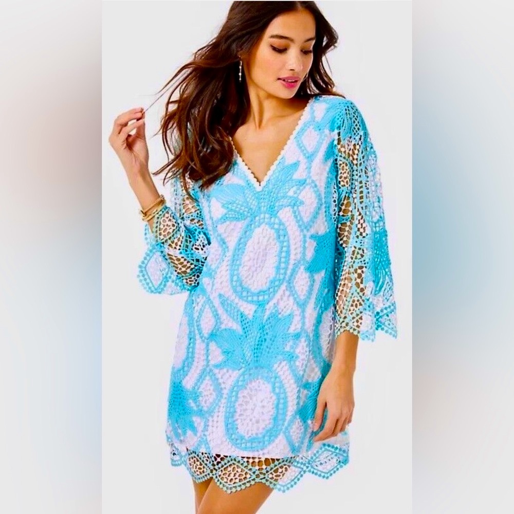 Lilly Pulitzer NWT 🦄 Lottie Romper Blue Ibiza Juice Stand $278 Size 00 HTF!